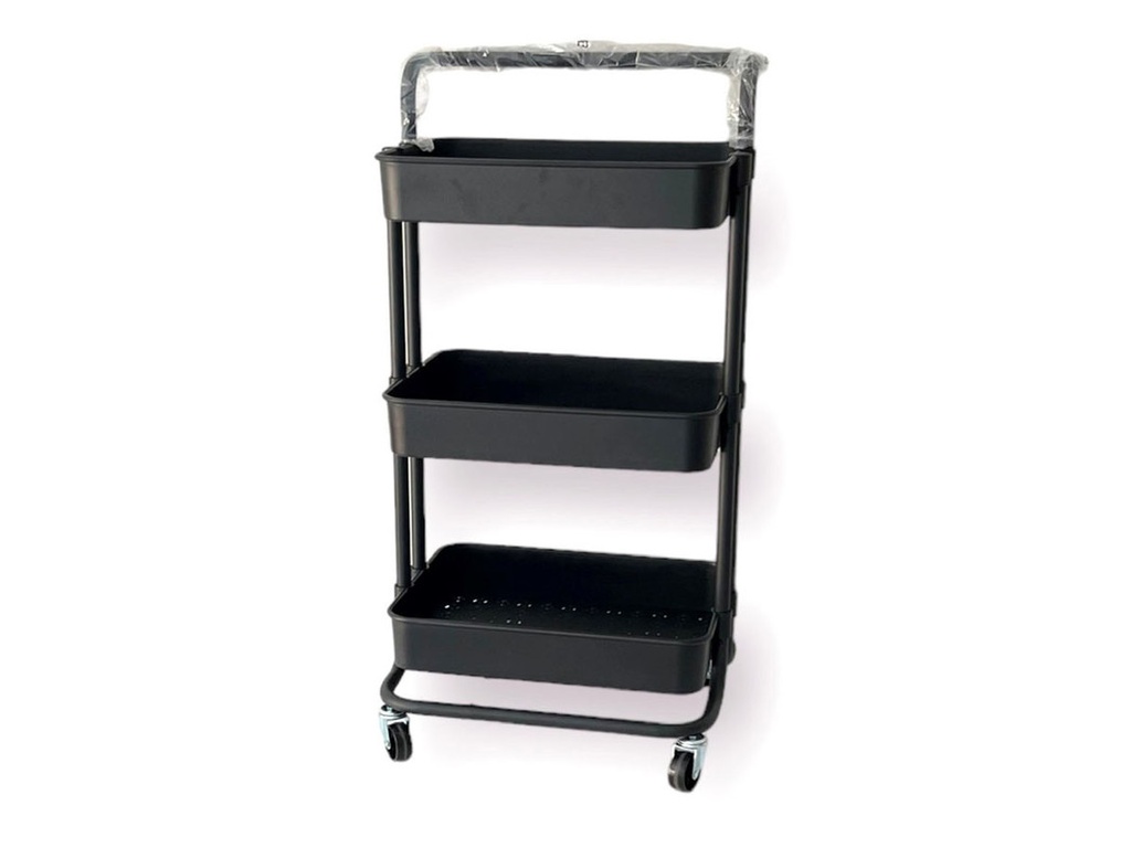 Carrito Negro Organizador con Con Ruedas 43 x 34.5 x 86 cm