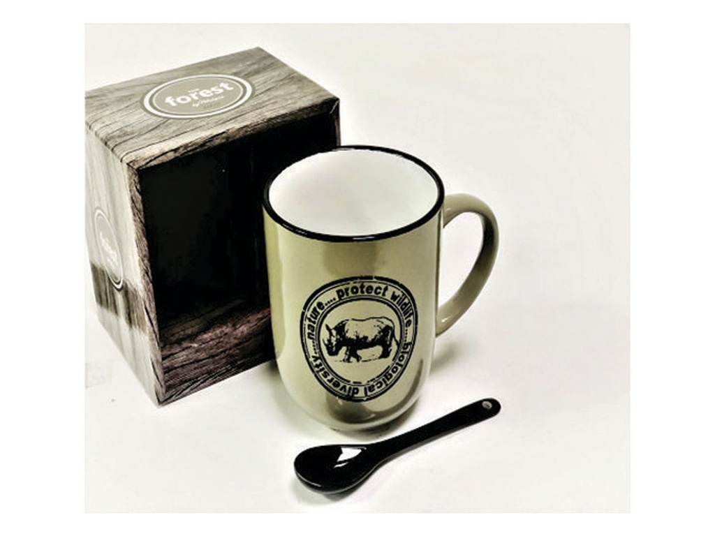 Taza Forest con Cucharita en Caja 410ml.