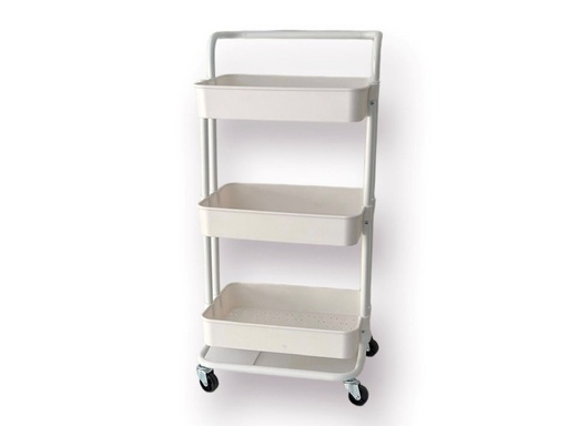 [888-10782] Carrito Blanco Organizador con Ruedas 43x34.5x86 cm