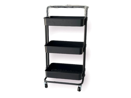[888-10781] Carrito Negro Organizador con Con Ruedas 43 x 34.5 x 86 cm