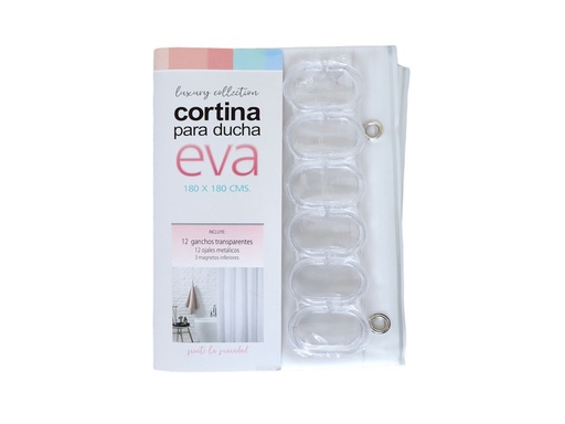 [222-10085] Cortina Eva Semitransp P/ Baño C/ 12 Ganchos 180 x 180 cm.