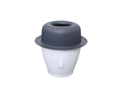 [222-10151 ] Papelera Chaplin Chica con Sombrero Gris 19.5 x 20 cm