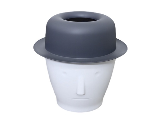 [222-10153 ] Papelera Chaplin Grande con Sombrero Gris 31 x 36 cm.